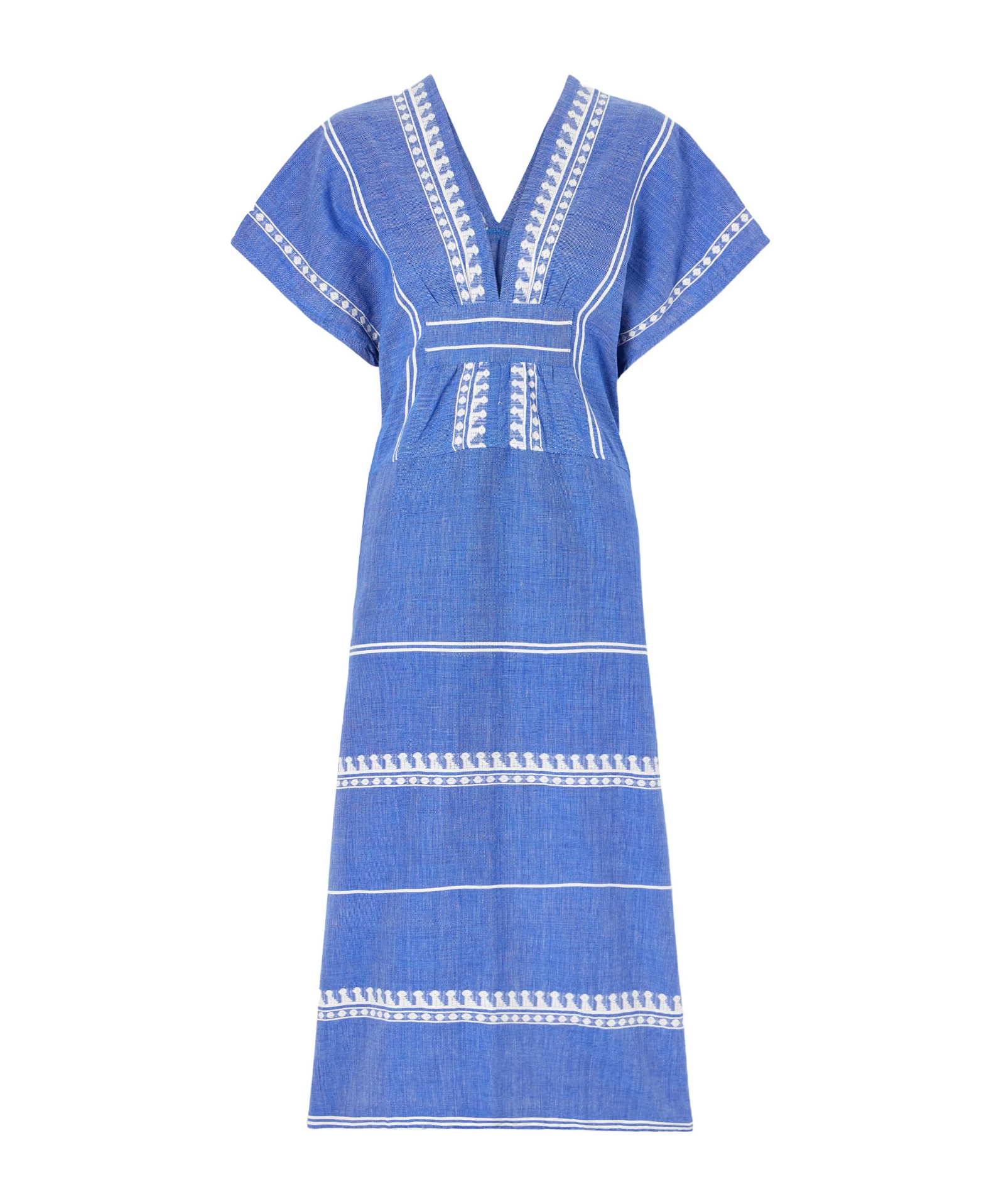 Lemlem Gasira Embroidered Cotton Midi Dress In Blue