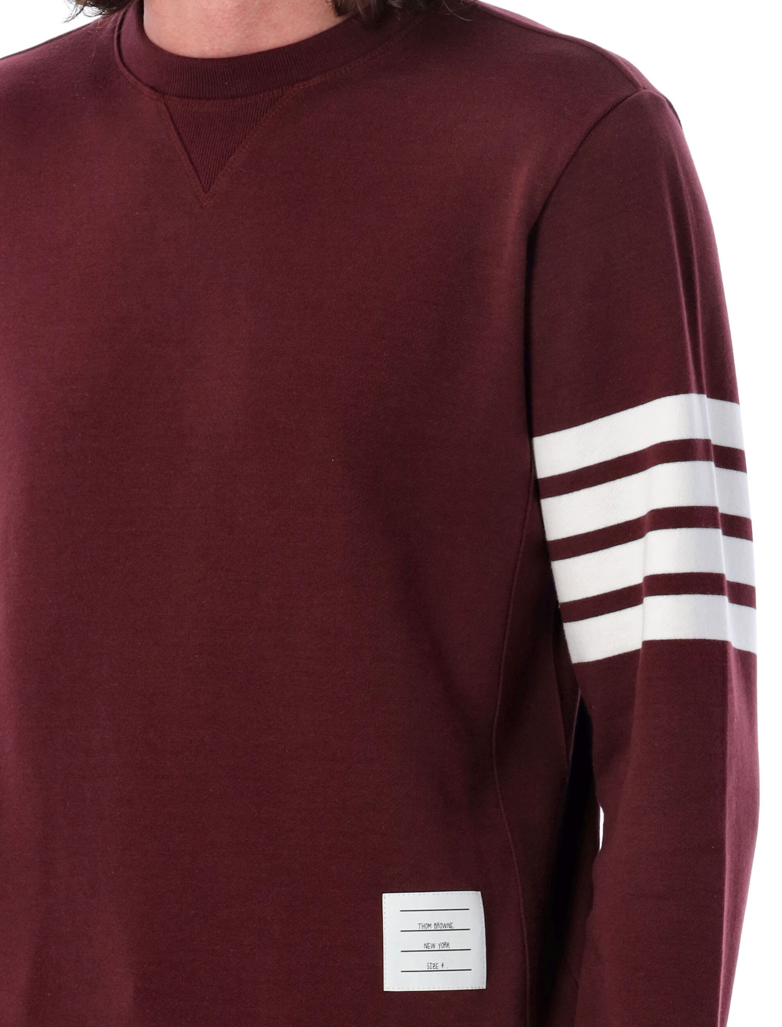 Thom Browne Round-collar Long-sleeve Hoodie In Brown
