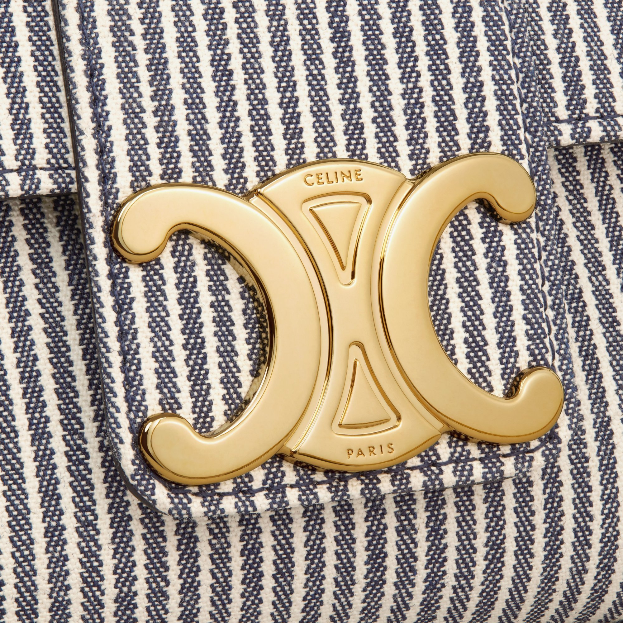 Celine Medium Victoire Bag In Striped Textile