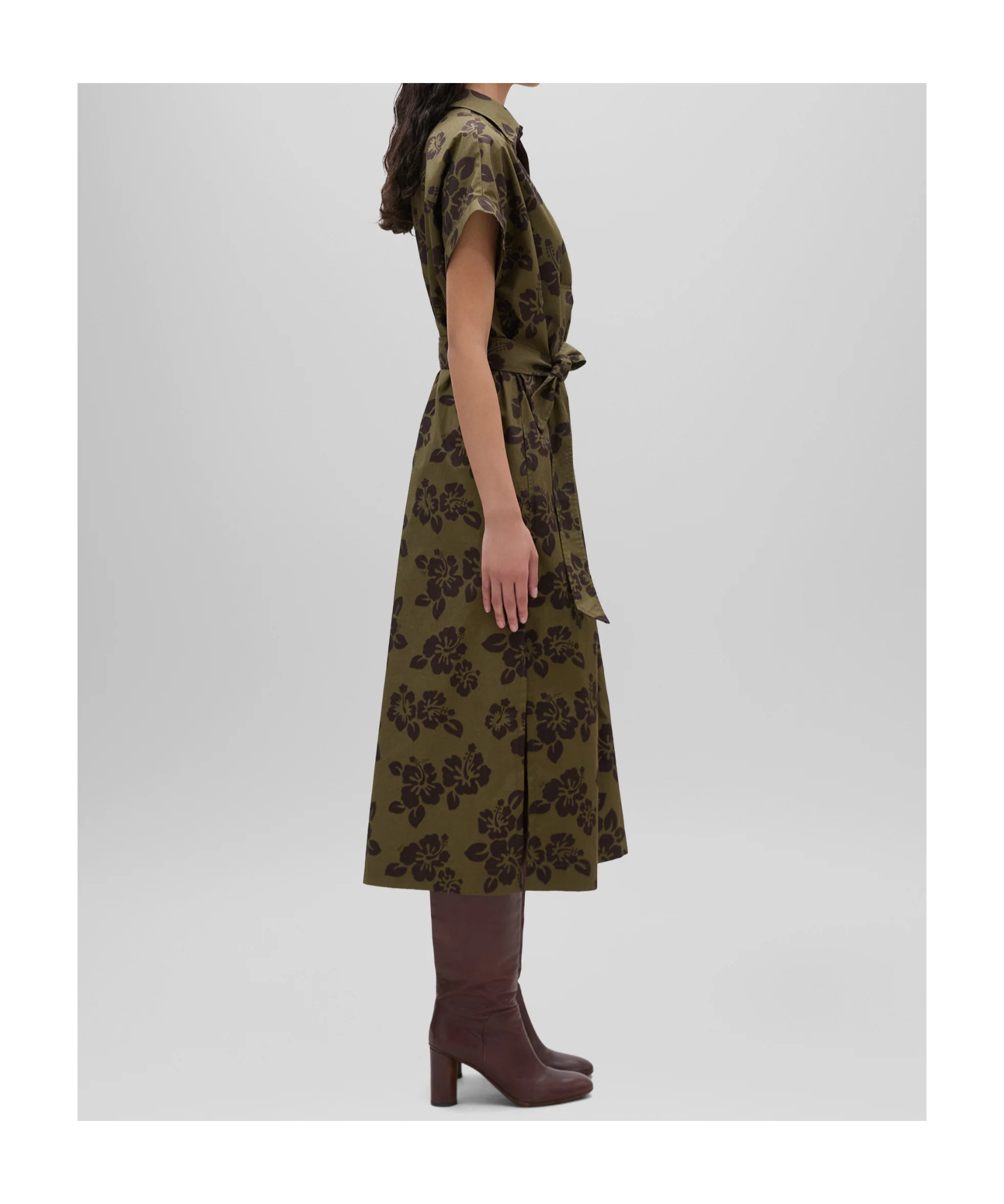 Aspesi Midi Dress With Floral Print And V-neckline