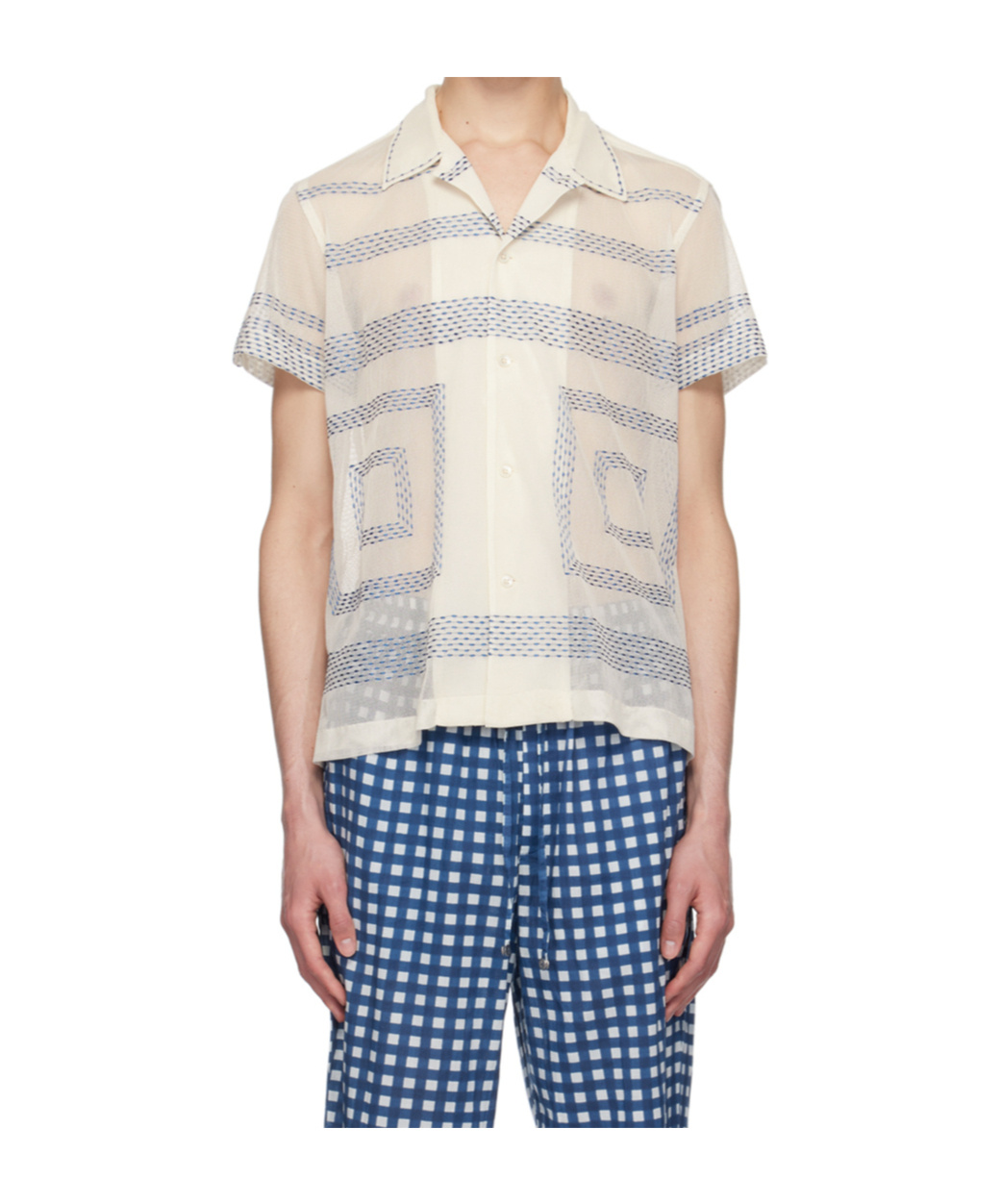 Bode Off-white Tile Stitch Shirt In Nude