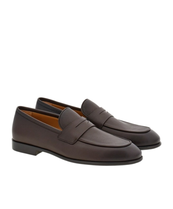 Ferragamo Leather Penny Loafers In Black