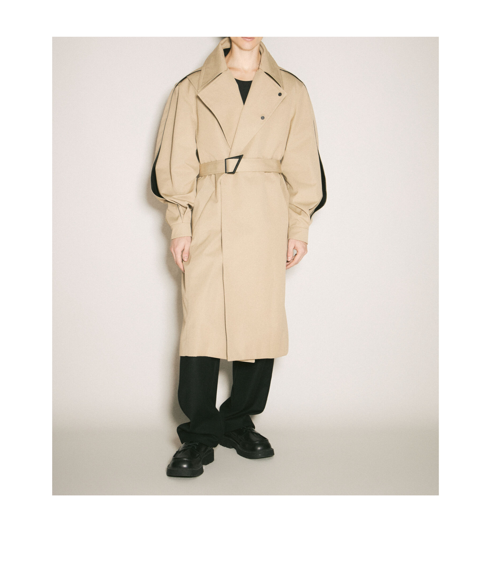 Mugler Belted Trench Coat In Nude