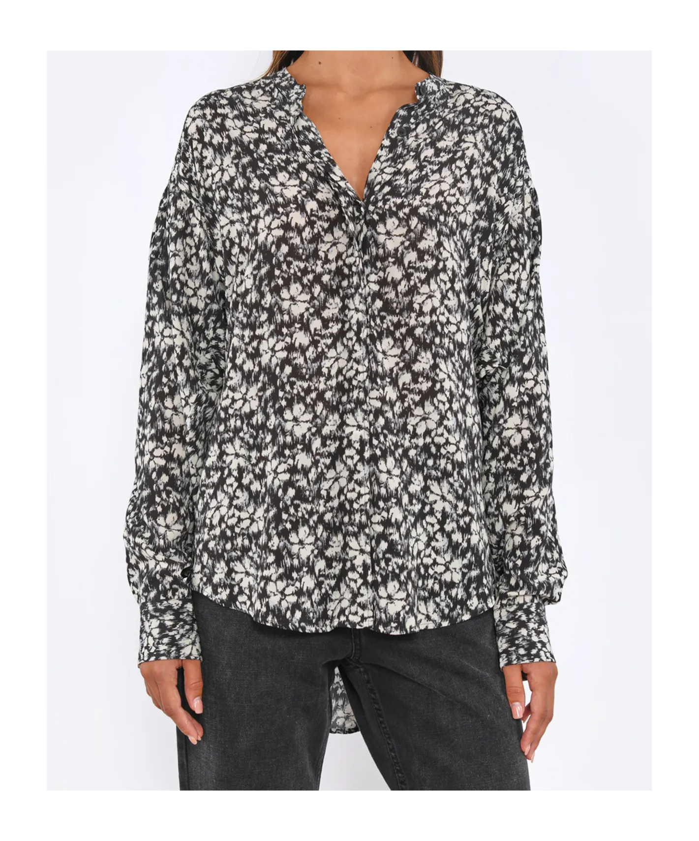 Isabel Marant Étoile Floral-print Round-neck Shirt In Gray
