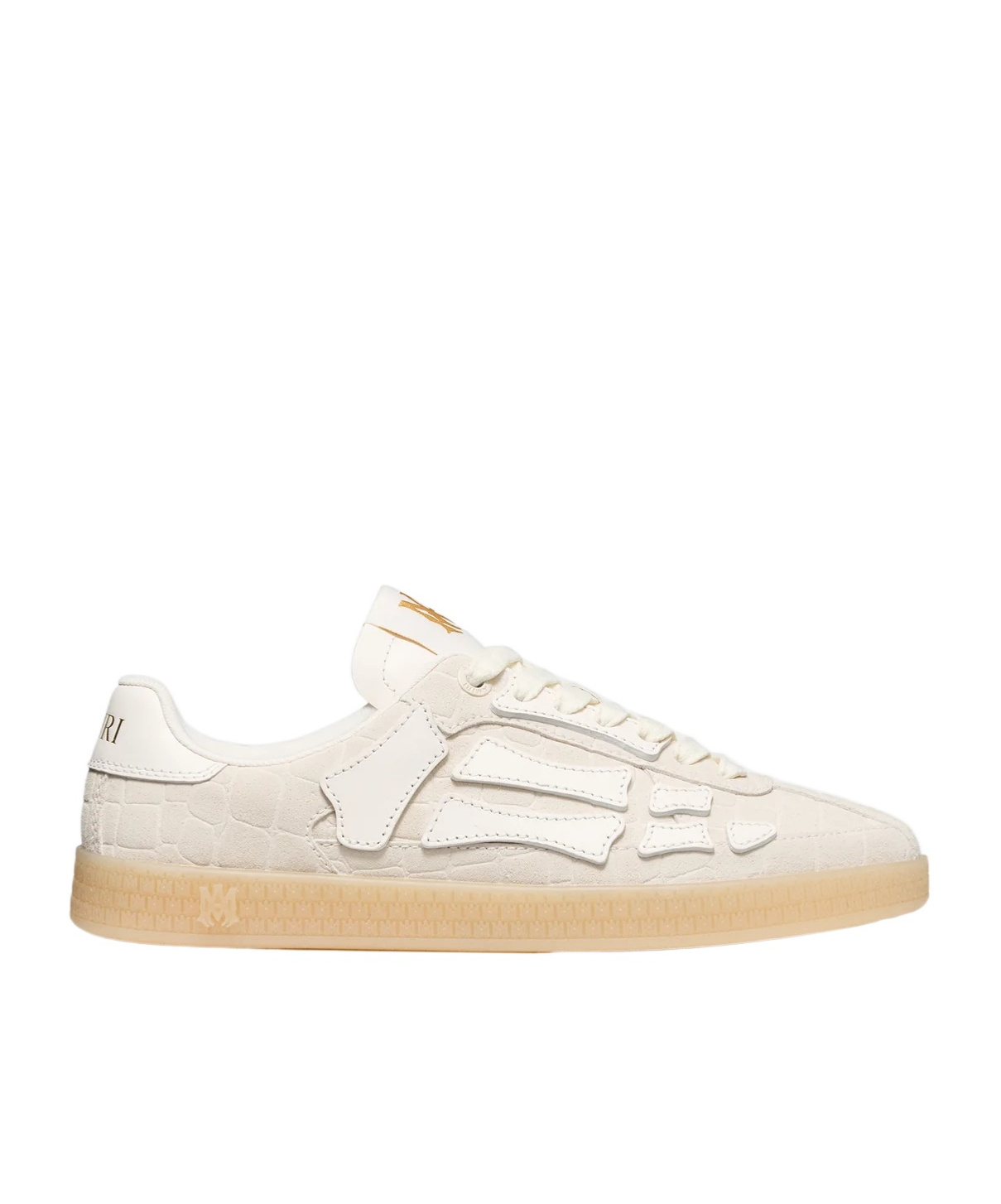 Amiri Off-white Croc Debossed Pacific Bones Sneakers In White