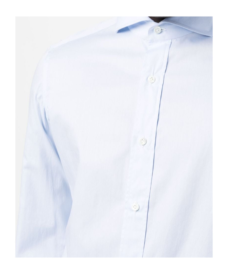 Borrelli Tailored White Cotton Shirt With Classic Collar And Structured Cuffs In White