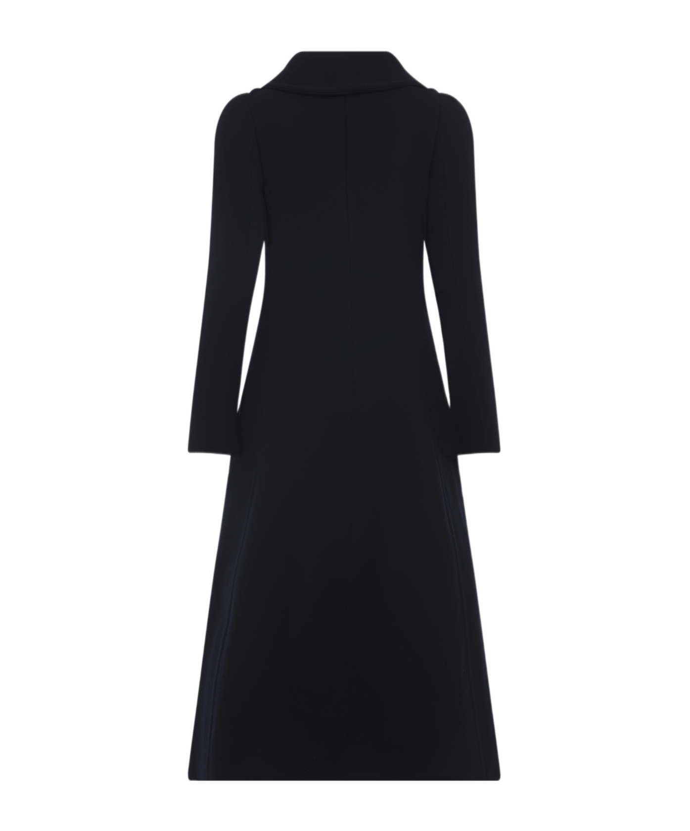 Alaïa Navy Blue Wool Curved Coat In Black