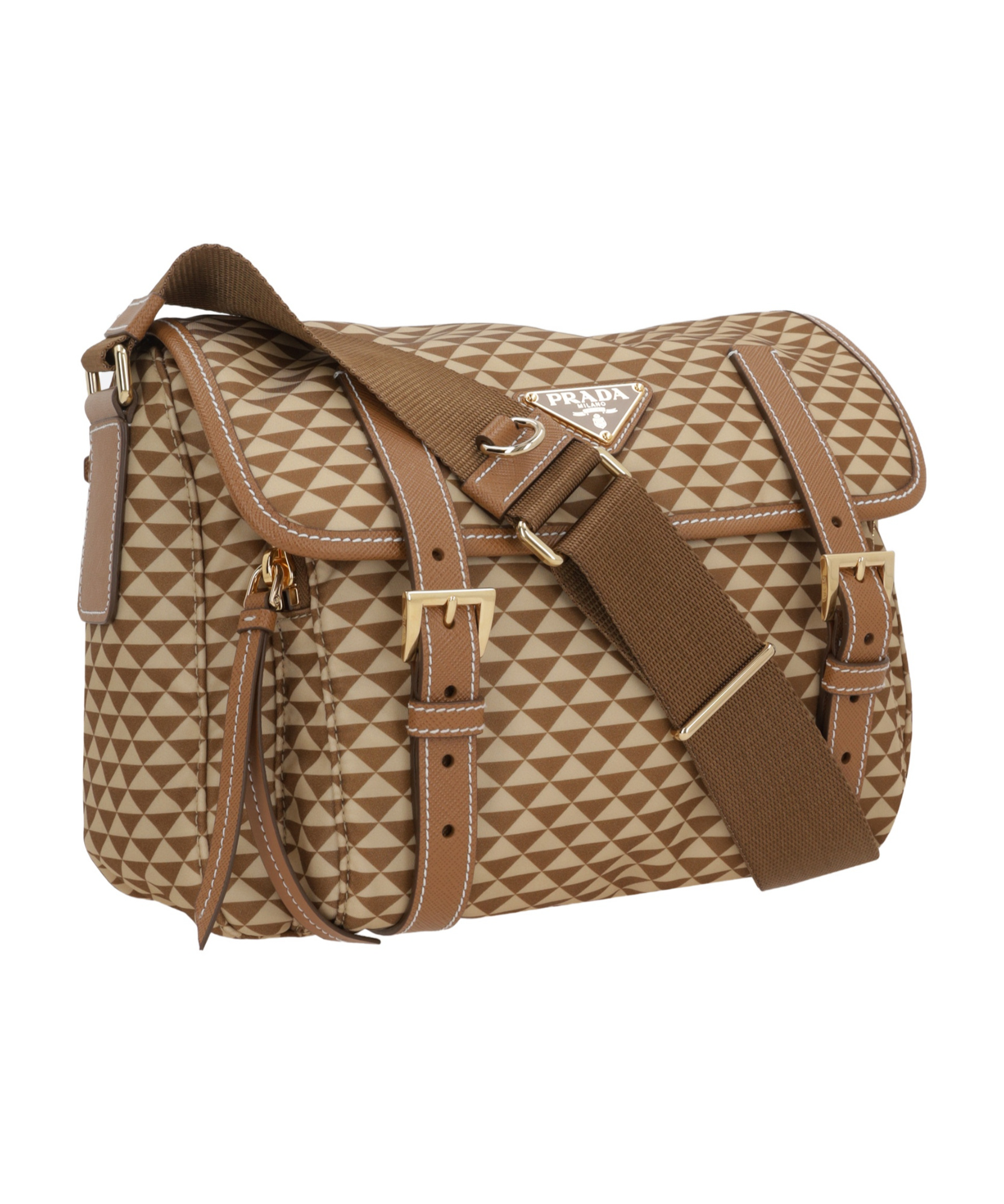 Shop Prada Re-nylon Cross Body Bag In Brown