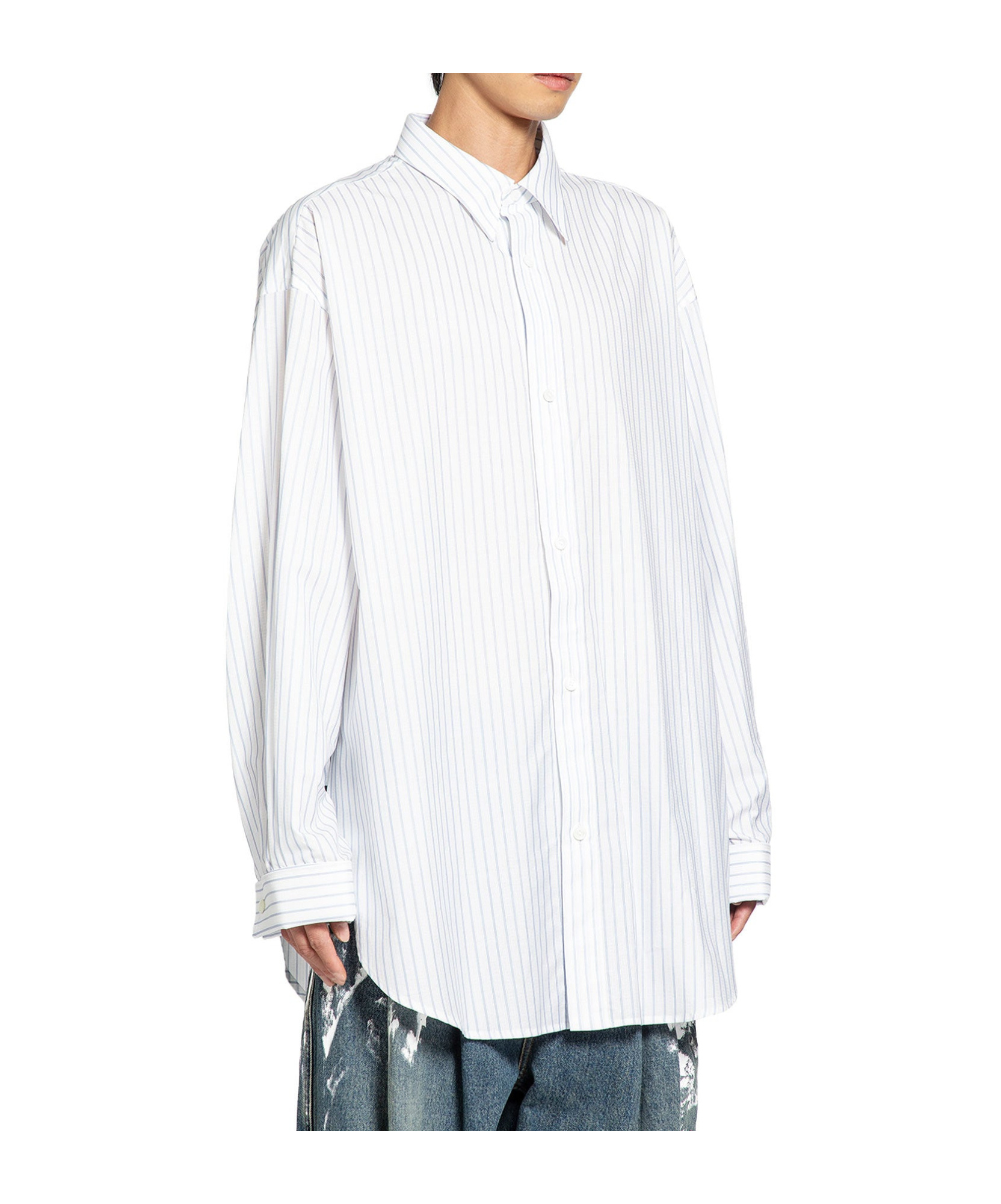 Hed Mayner Cotton Poplin Pinstriped Oversized Shirt In Multi