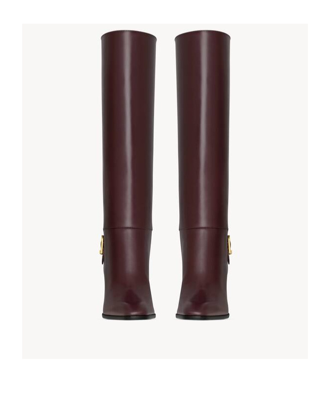 Saint Laurent 70mm Buckle-detail Calf-leather Boots In Red