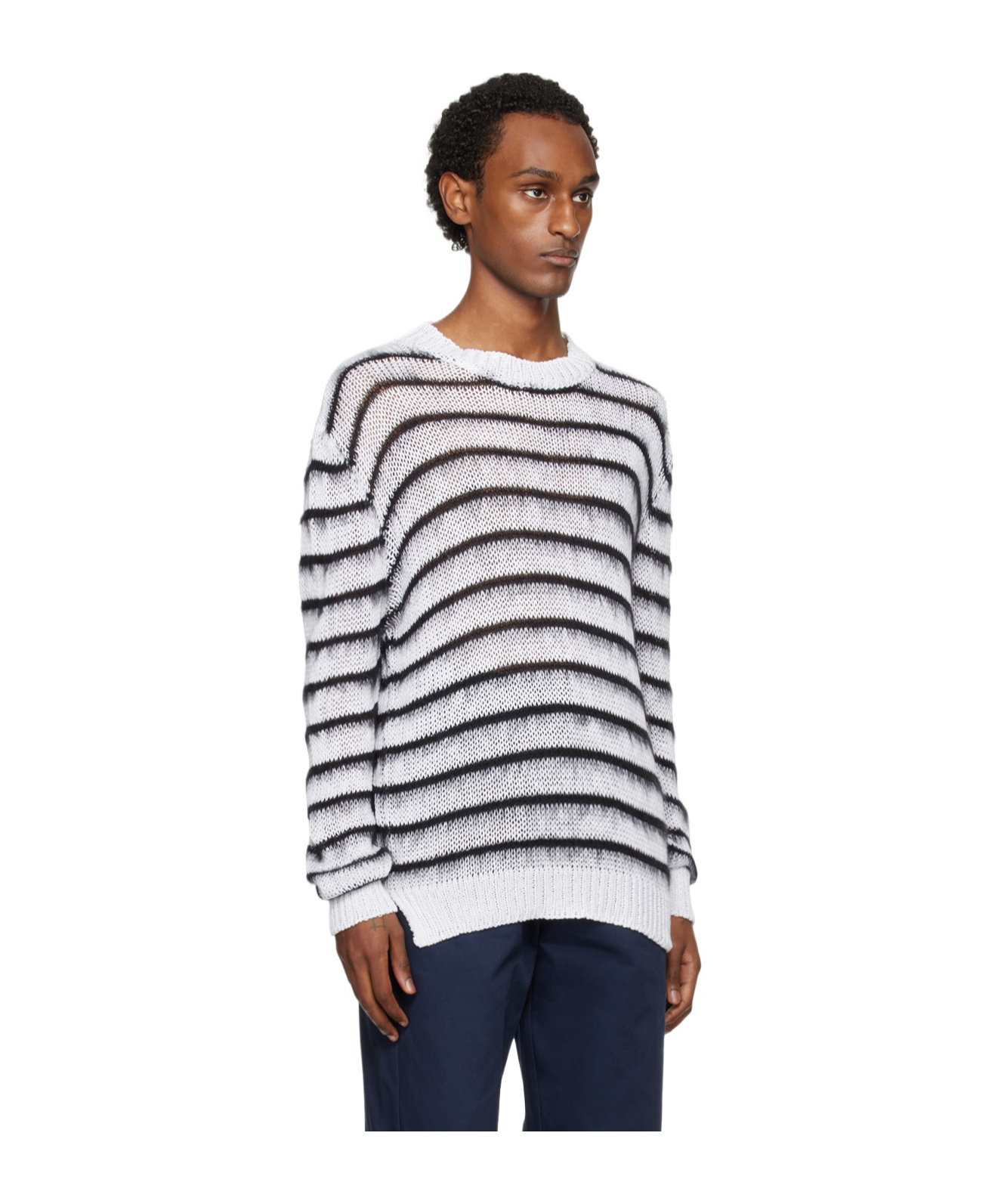 Marni White Stripe Sweater In White