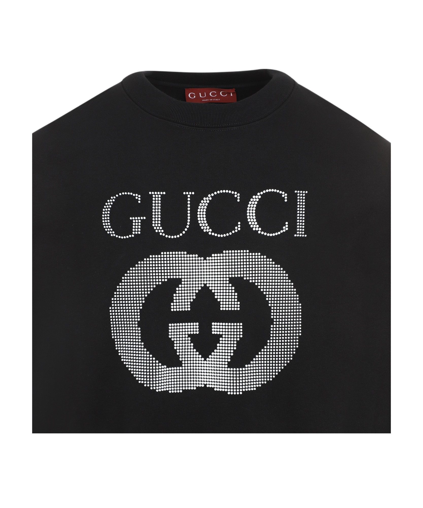 Gucci Black Crewneck Sweatshirt With Maxi Logo Print On The Front In Cotton Man In Black
