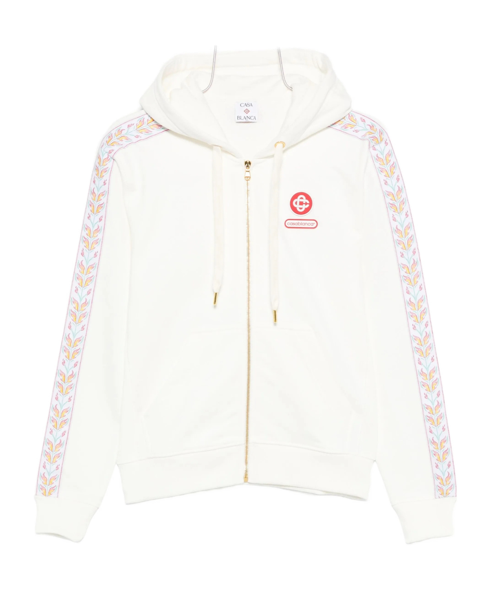 Casablanca Womens Cream Laurel Flame-panel Cotton-jersey Hoodie In White