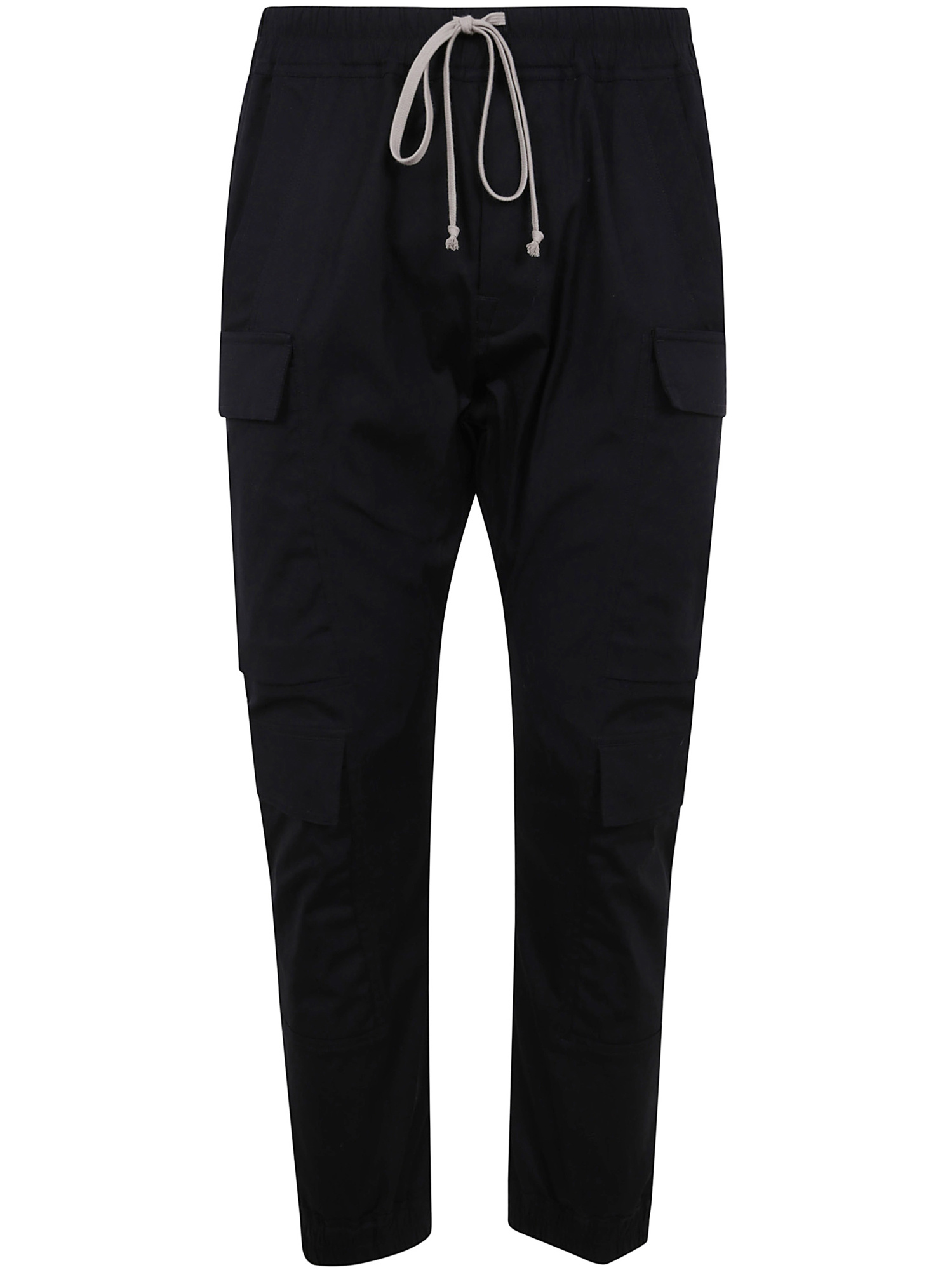 Rick Owens Black Porterville Drawstring Cropped Trousers In Black