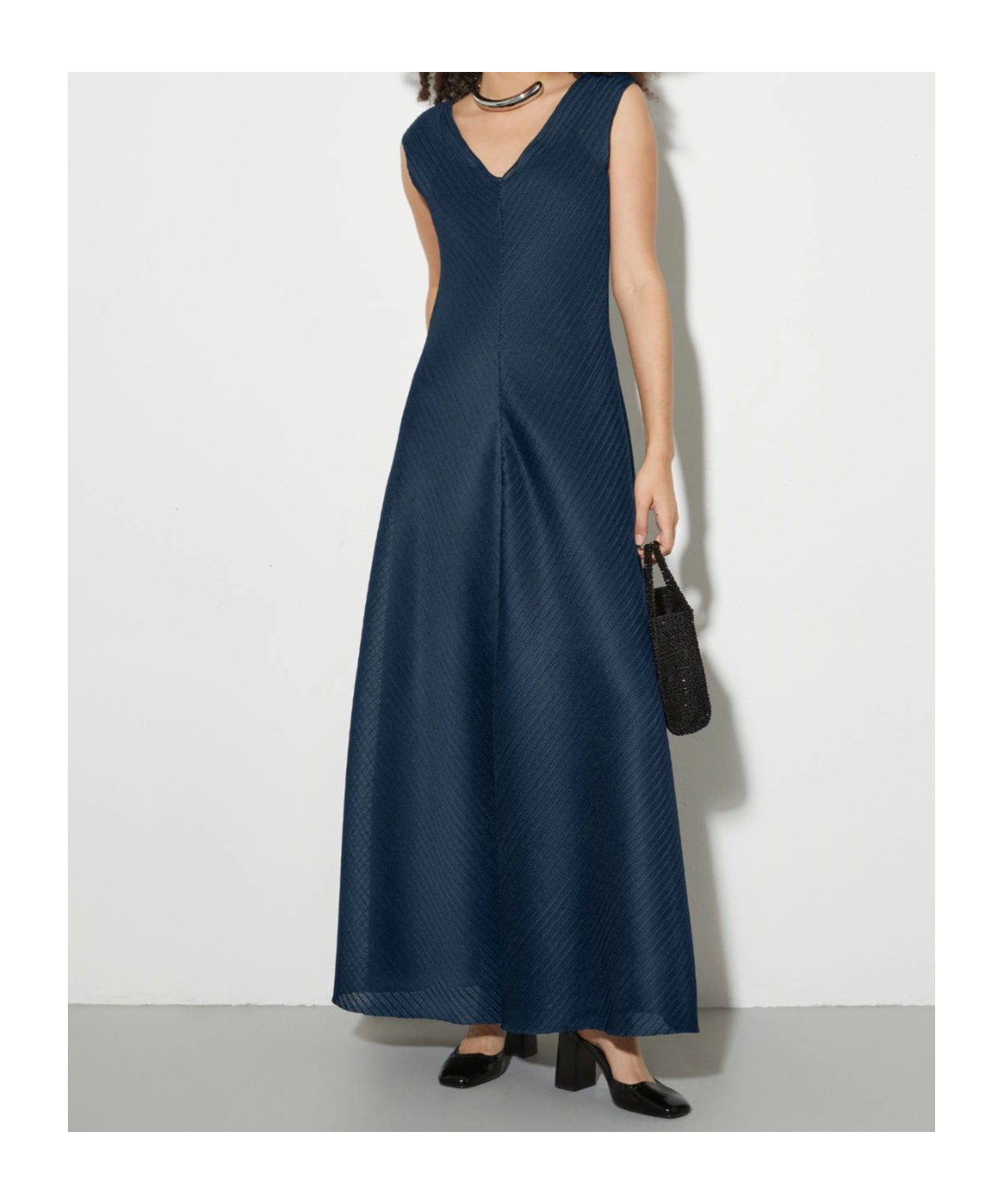 Maxco. Pleated Jersey Maxi Dress In Blue