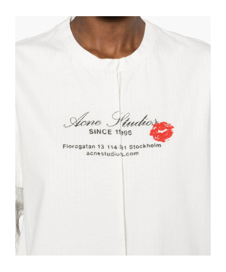 Shop Acne Studios Round Collar And Long-sleeved T-shirt In White
