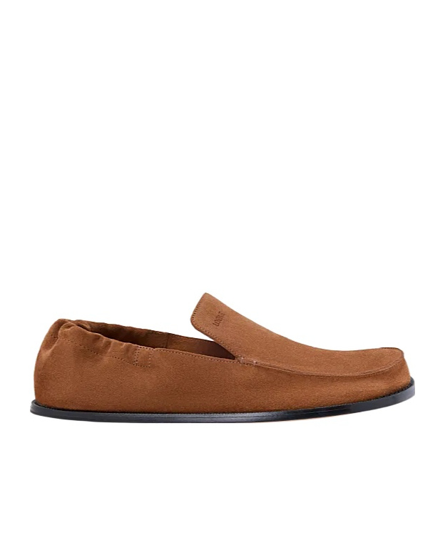 Loewe Mocassini Flex In Pelle Scamosciata Cammello Uomo In Brown