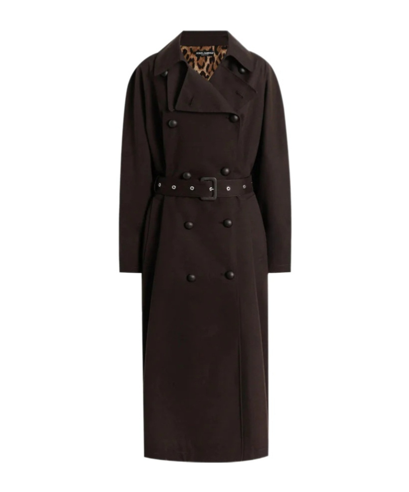 Dolce & Gabbana Double-breasted Belted Coat In Brown