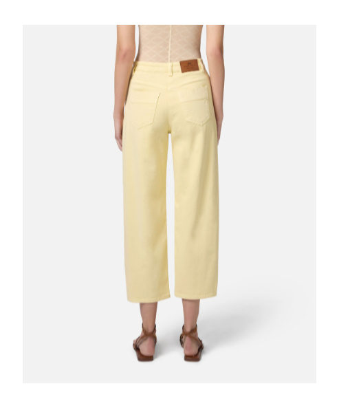 Elisabetta Franchi Logoed Charm Dyed Jeans In Yellow