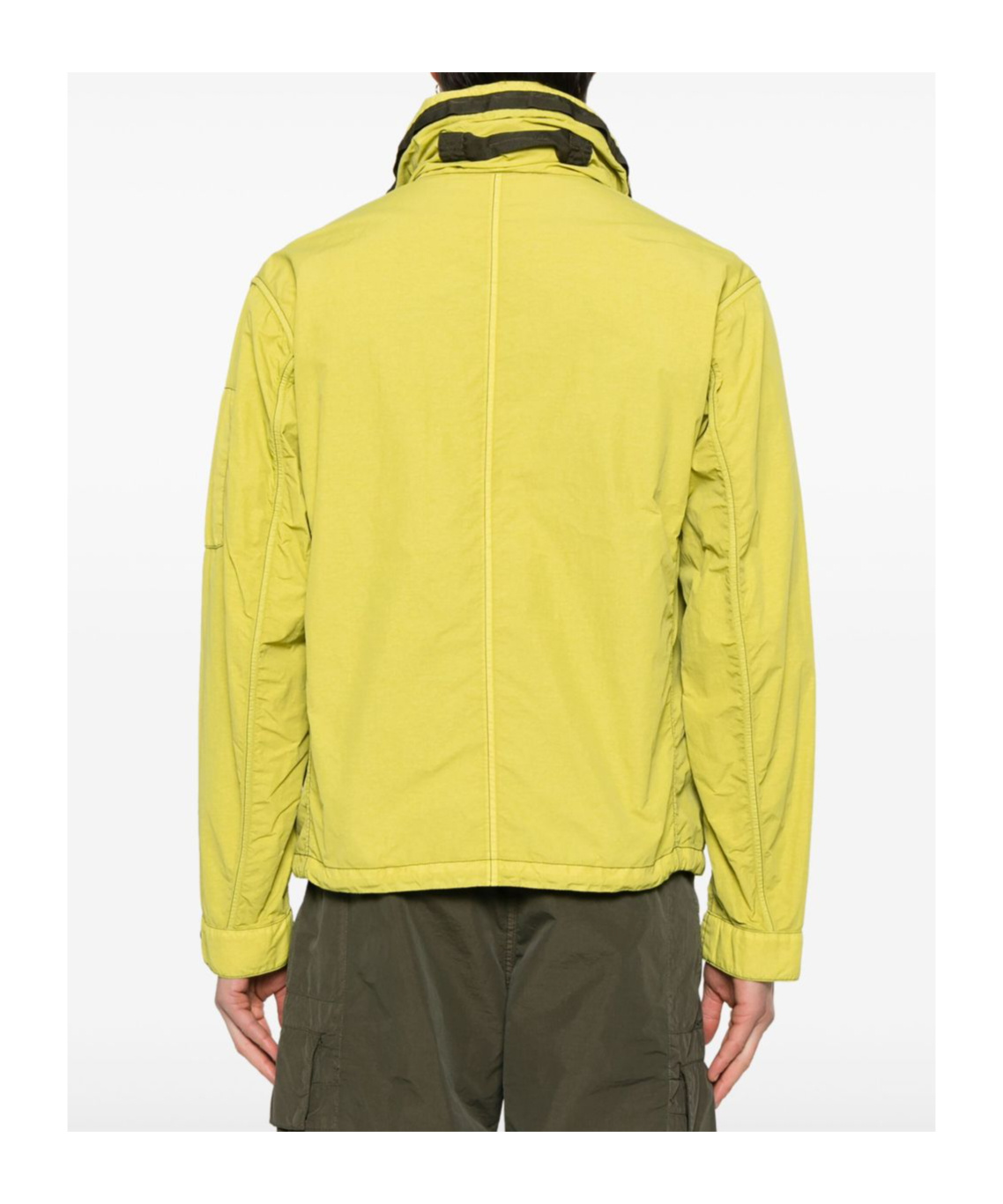 C.p. Company Avocado Green Jacket With Lapel Collar In Cress Green