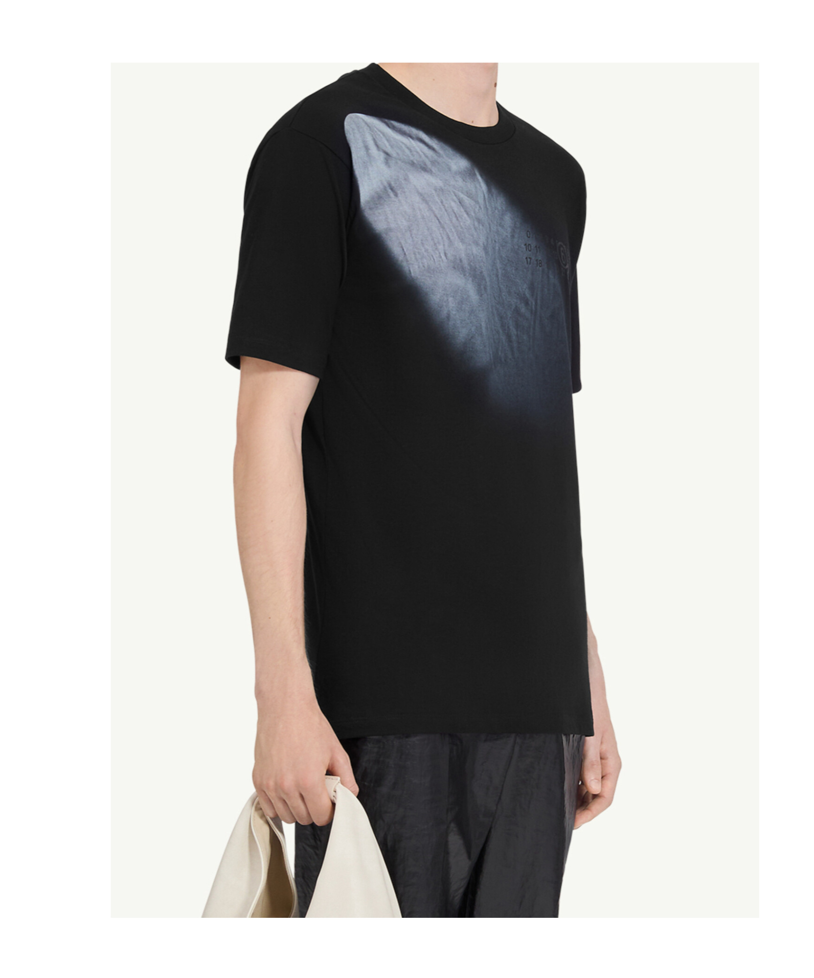 Mm6 Maison Margiela Mm6 By Maison Margiela Gradient Effect Black T-shirt With Subtle Graphic Print In Black