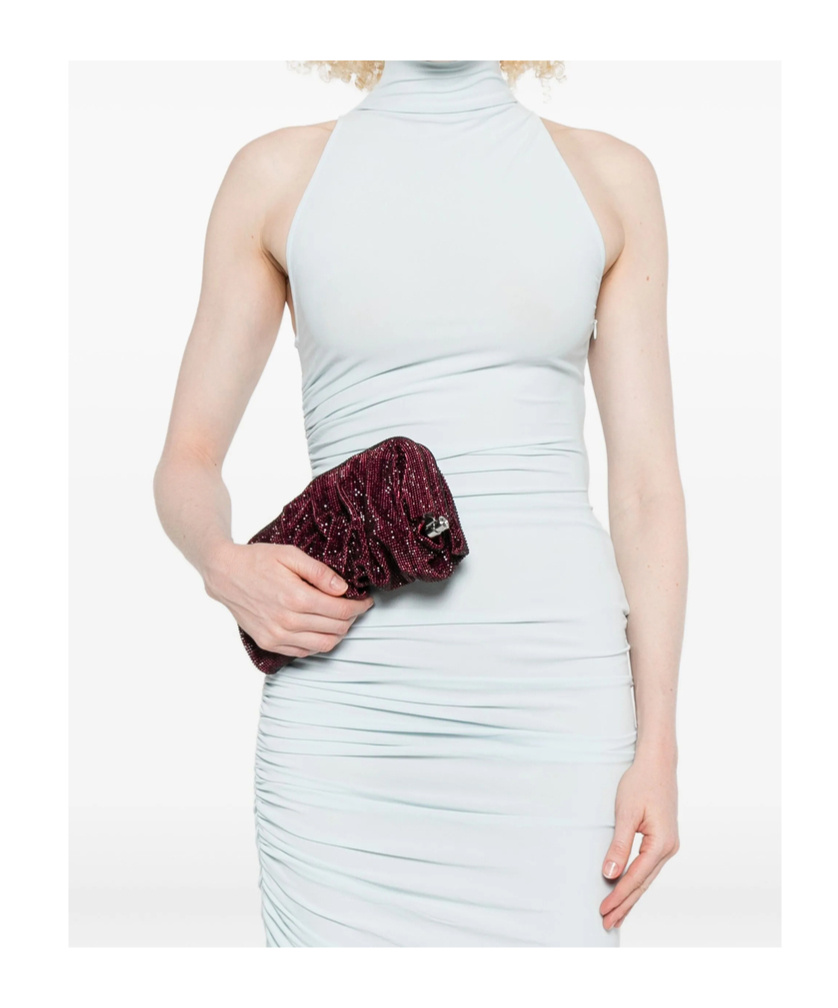 Benedetta Bruzziches La Grande Venus Crystal-embellished Pleated Clutch In Brown