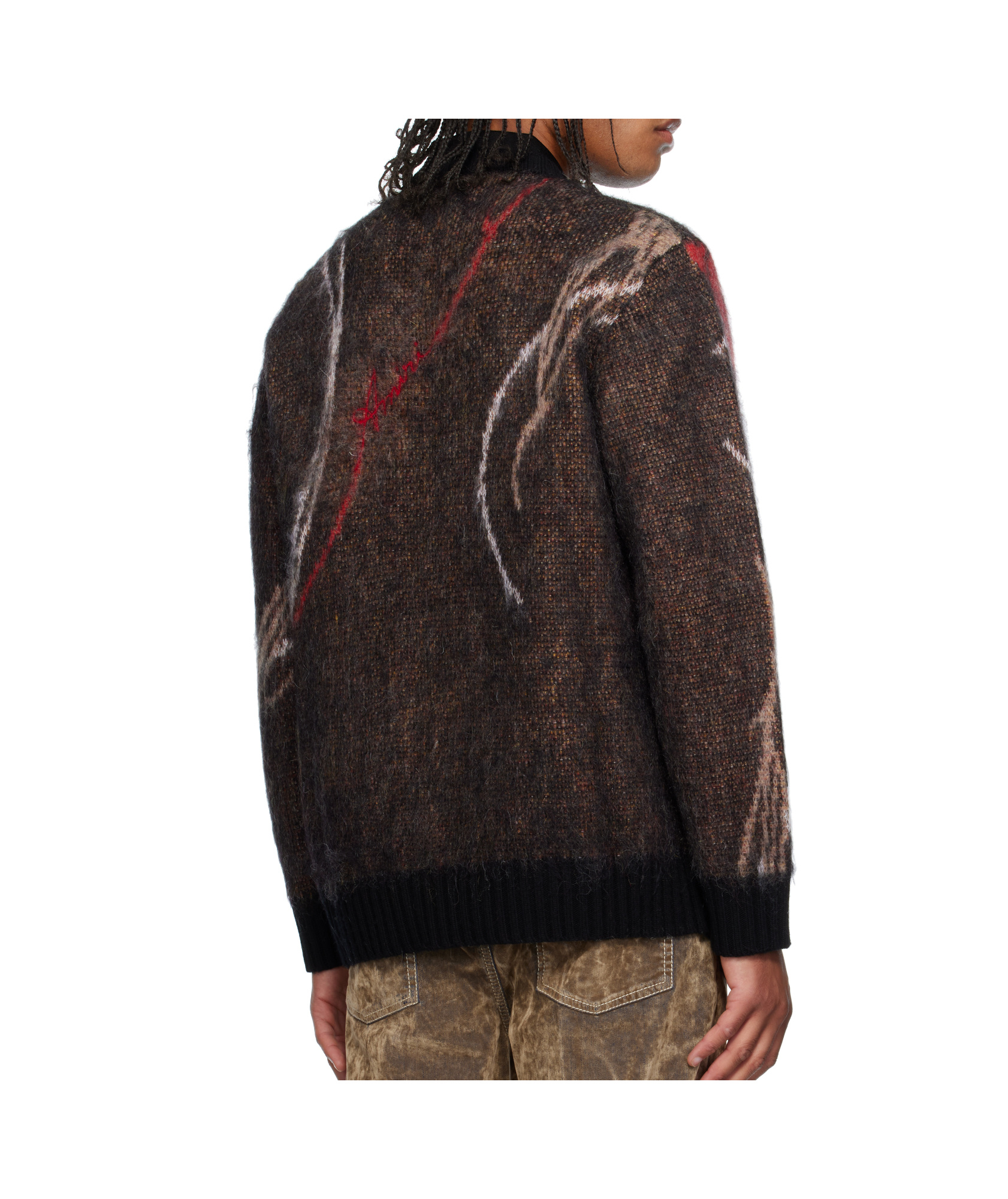 Amiri Multicolor Floral Crewneck Sweater In Black