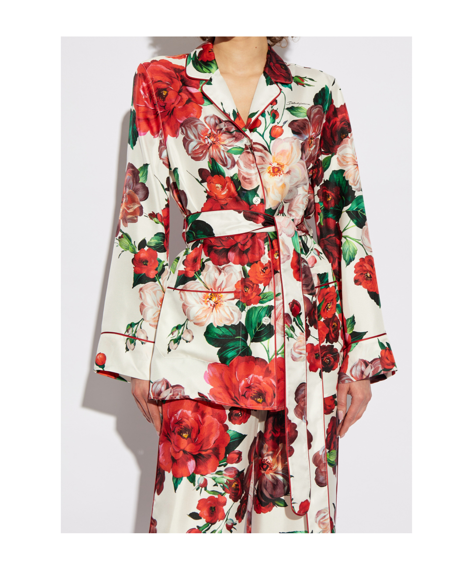 Dolce & Gabbana Women's Rose Print Pajama Shirt | Size 42 | F5i89t Color Is1zdha5pd In Multicolor