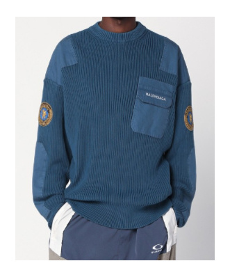 Balenciaga Blue Uniform Merch Cotton Jumper In Blue