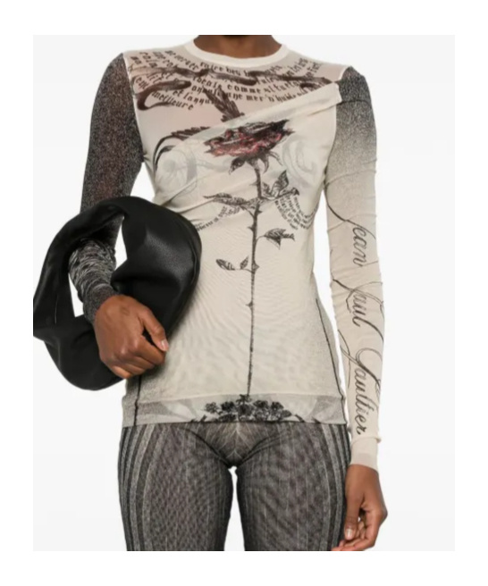Shop Jean Paul Gaultier Mesh Top In Nude