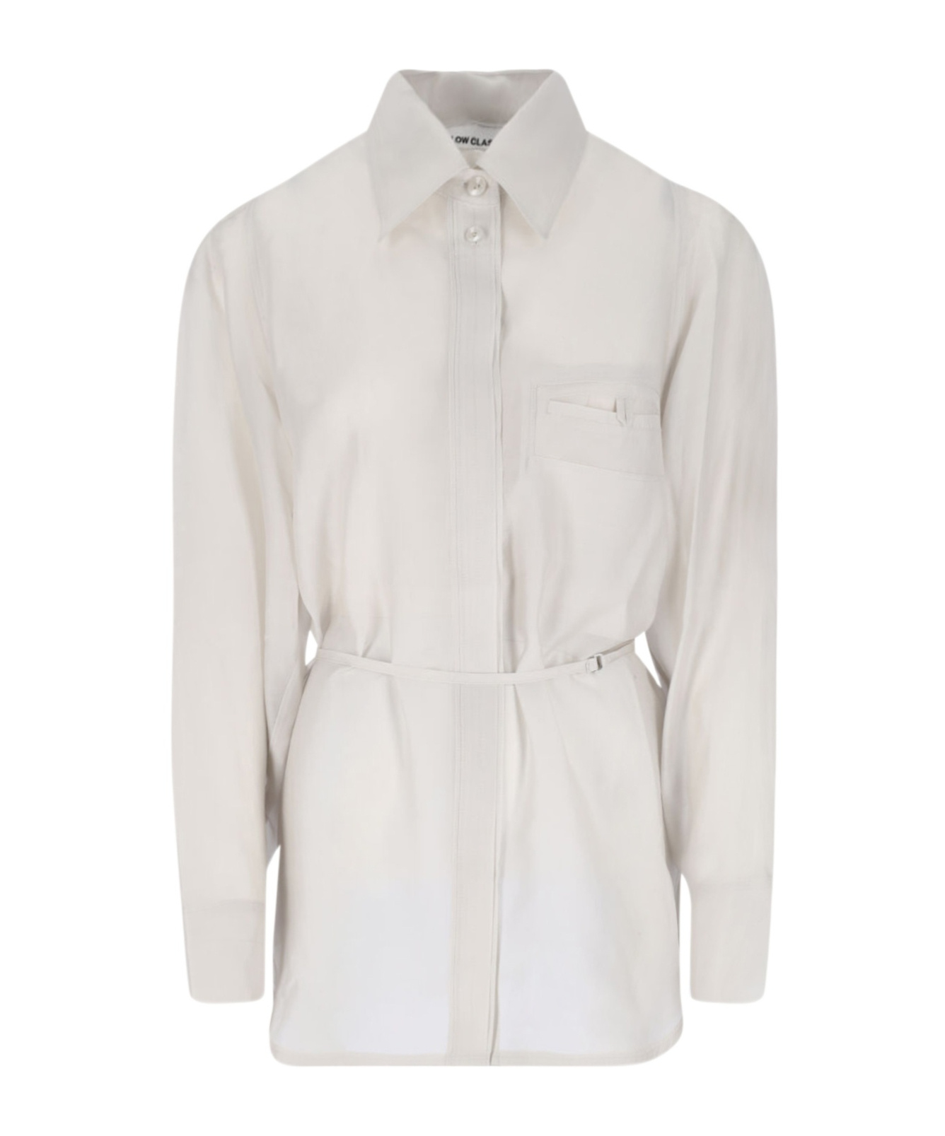 Low Classic White Shirt With Classic Collar And Rear Strap In Tech Fabric Woman