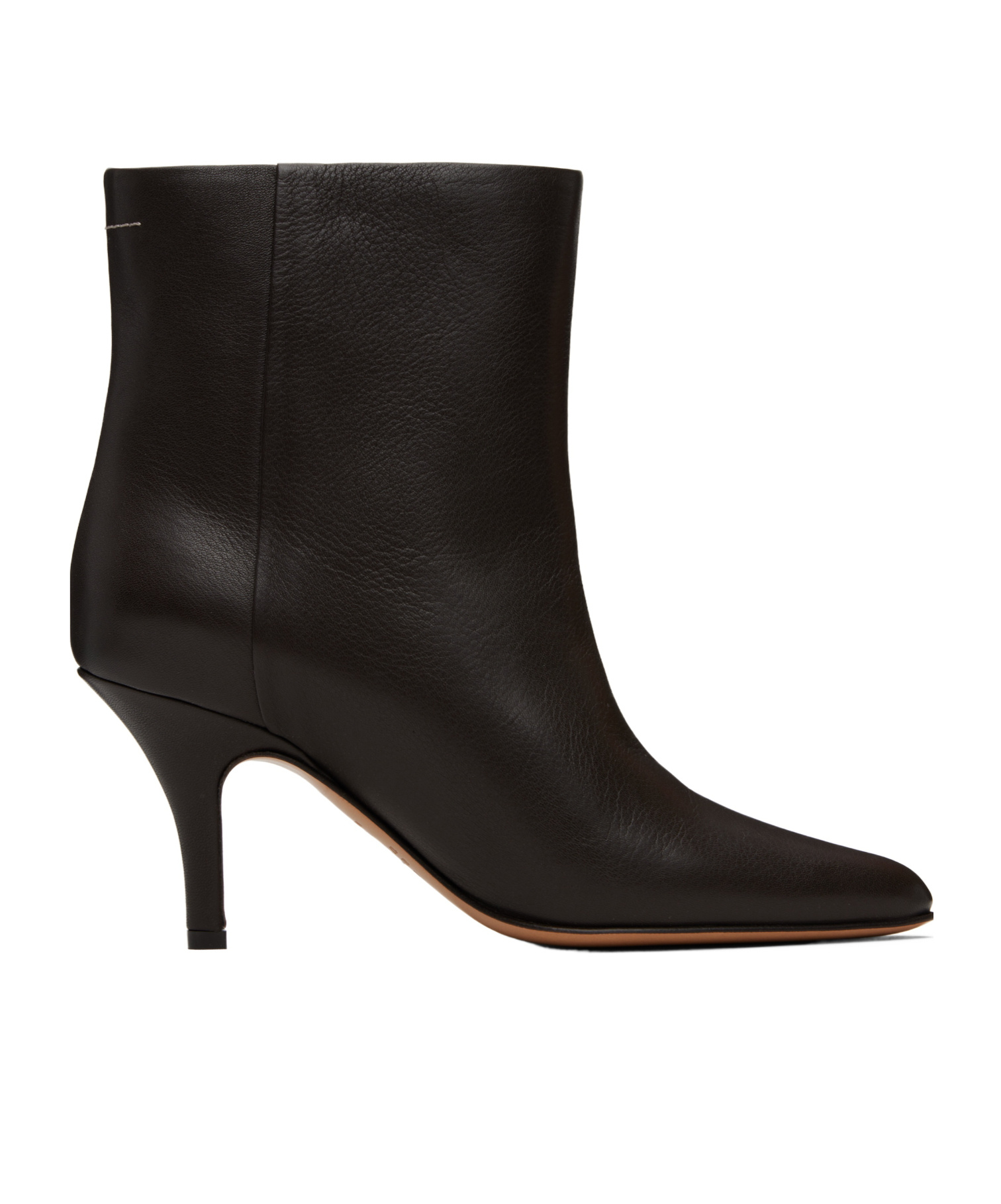 Mm6 Maison Margiela Pointed-toe Leather Ankle Boots In Brown
