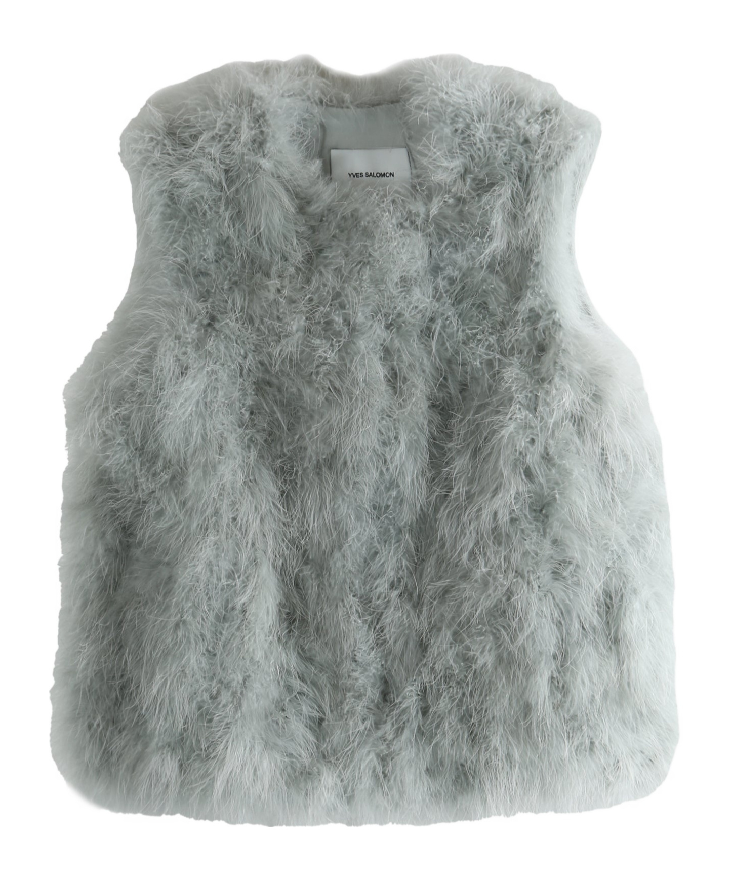 Yves Salomon Feather Vest In Gray