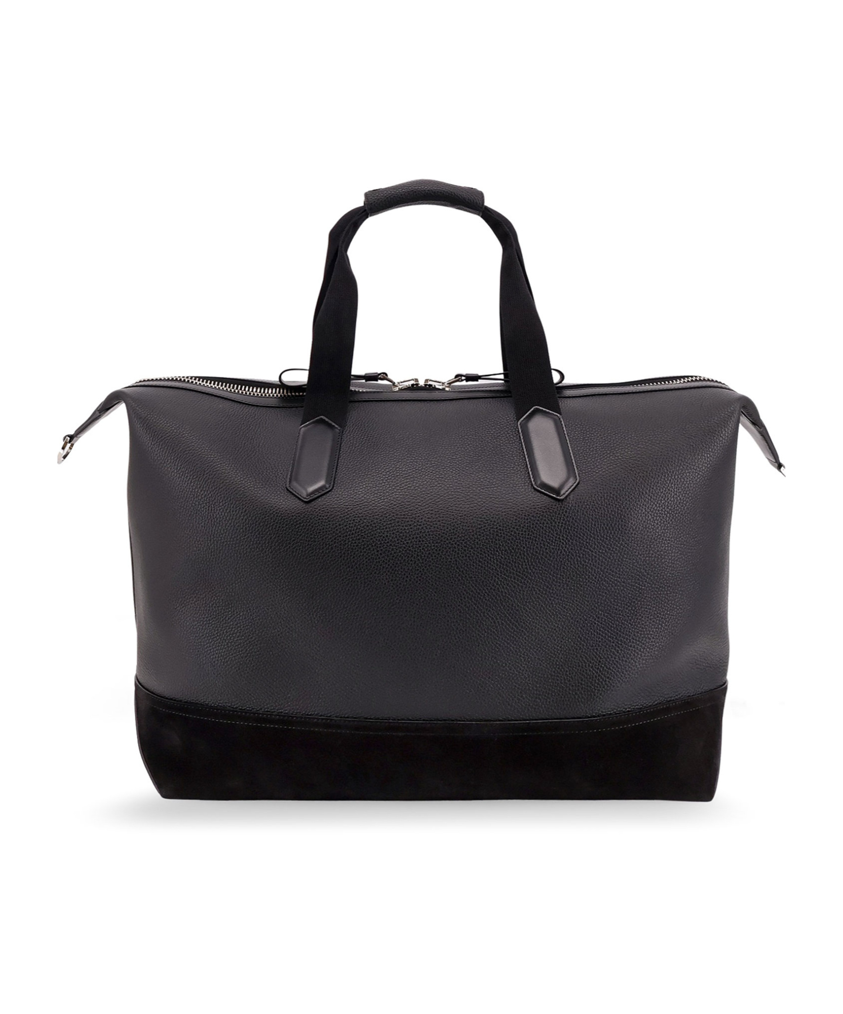 Tom Ford Leather Duffle Bag With Suede Inserts And Logo Patch In Black
