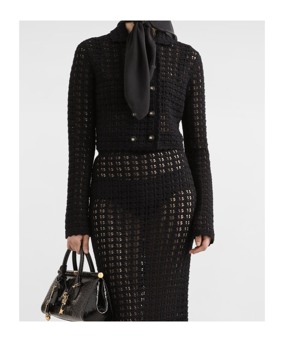 Dolce & Gabbana Knit Cardigan With Button Detailing And Scallop Edge In Black