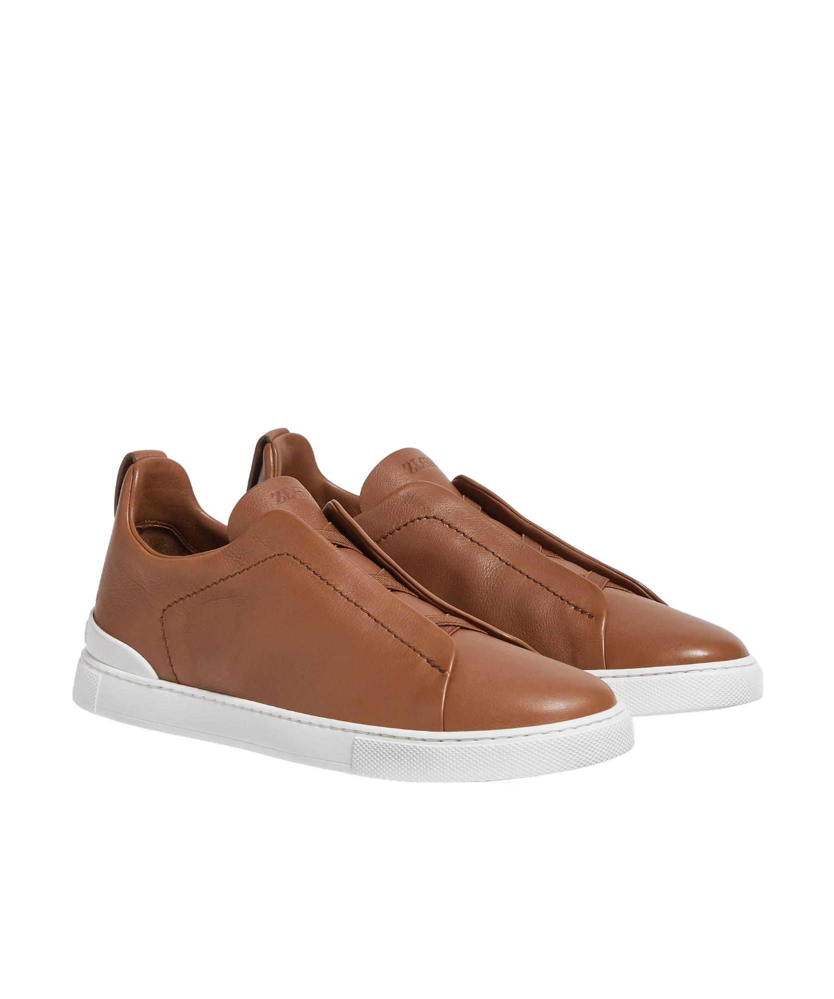 Zegna Triple Stitch Low-top Sneakers In Brown