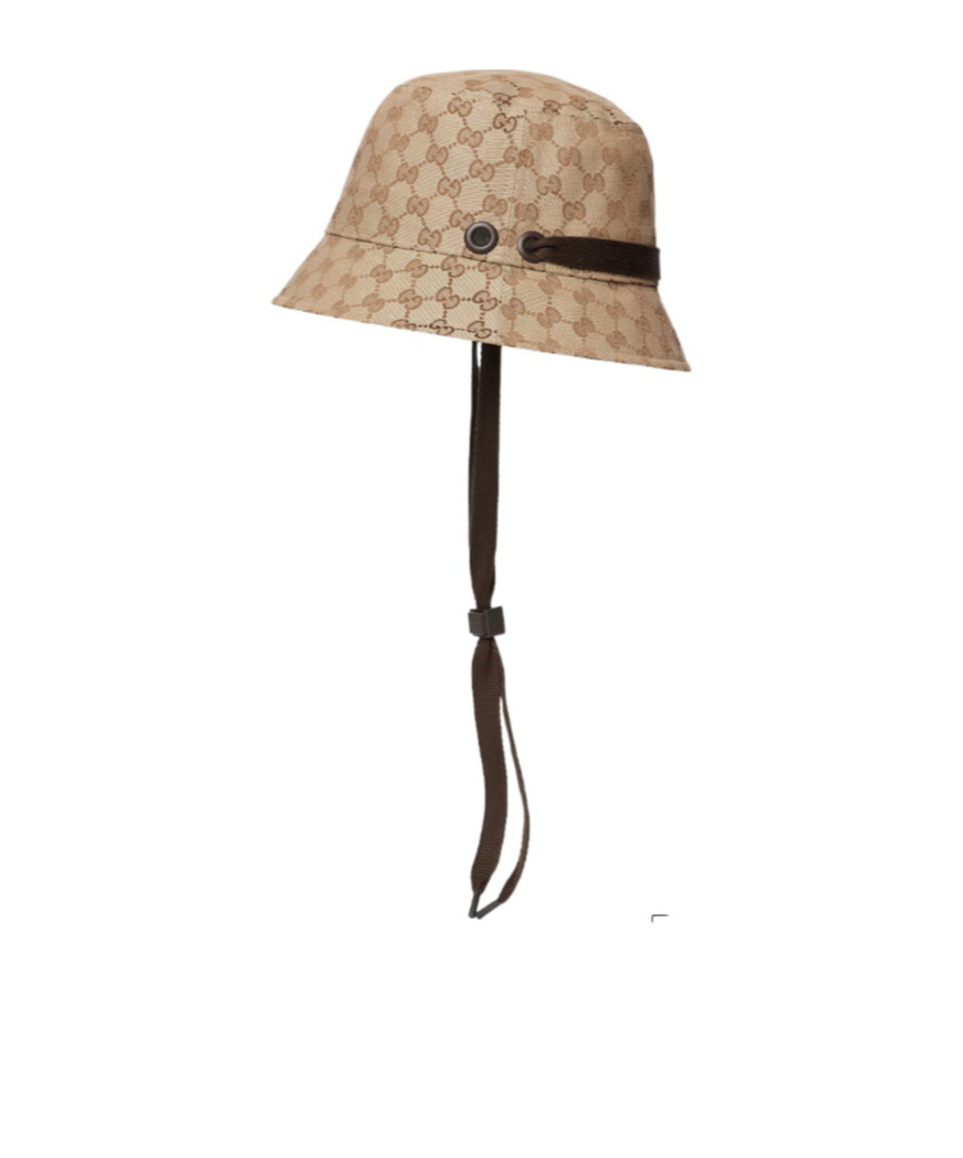 Gucci Gg Canvas Bucket Hat With Tie In Brown