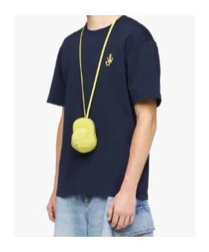 Jw Anderson Blue Crewneck T-shirt With Logo Embroidery On The Front In Black