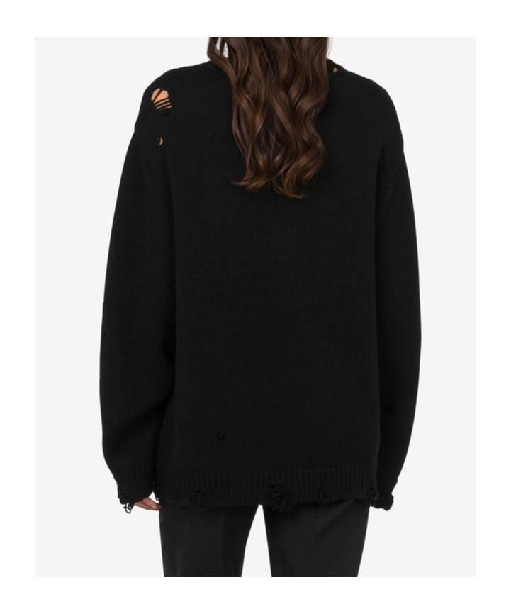 Moschino Oversized Pullover In Carved Wool In Black