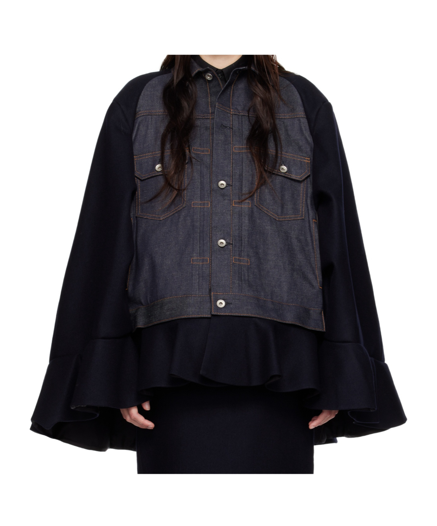 Sacai Panelled Jacket In Black