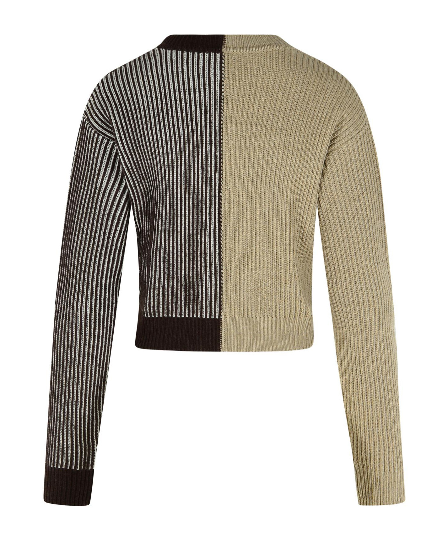 Moschino Two-tone Cashmere Blend Sweater In Brown