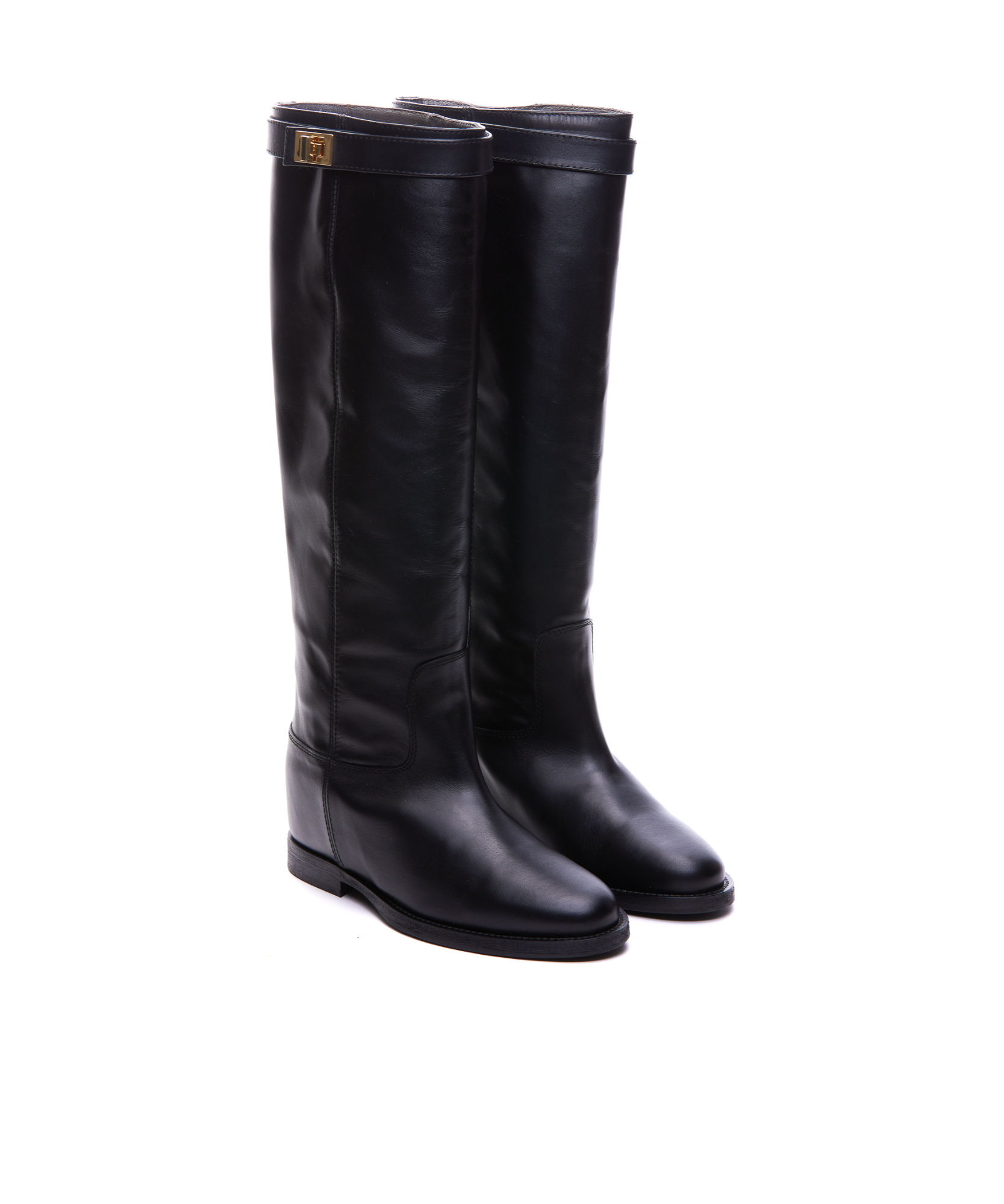 Via Roma 15 Round-head Boots In Black