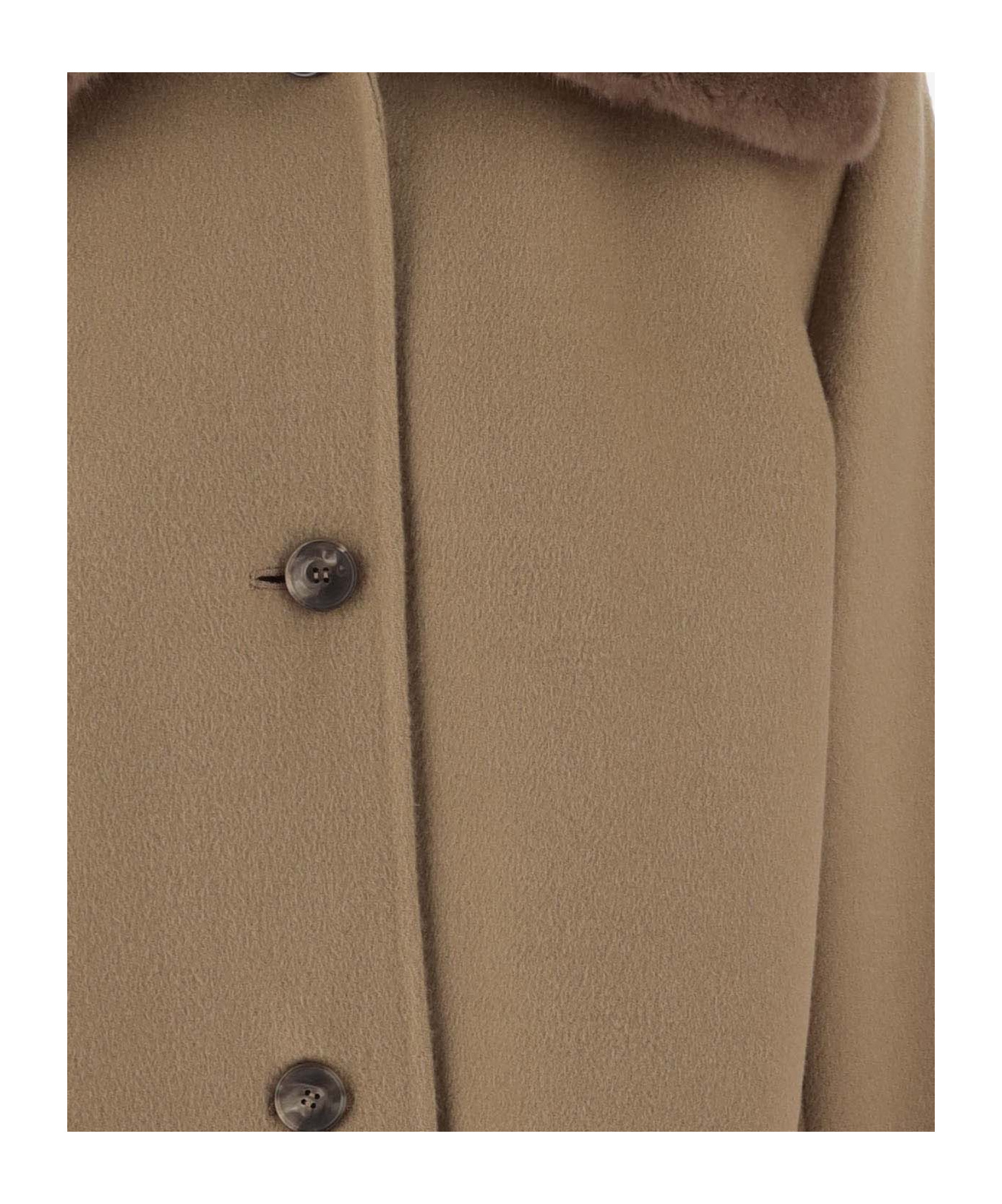 Shop Yves Salomon Long-sleeved Coat In Brown