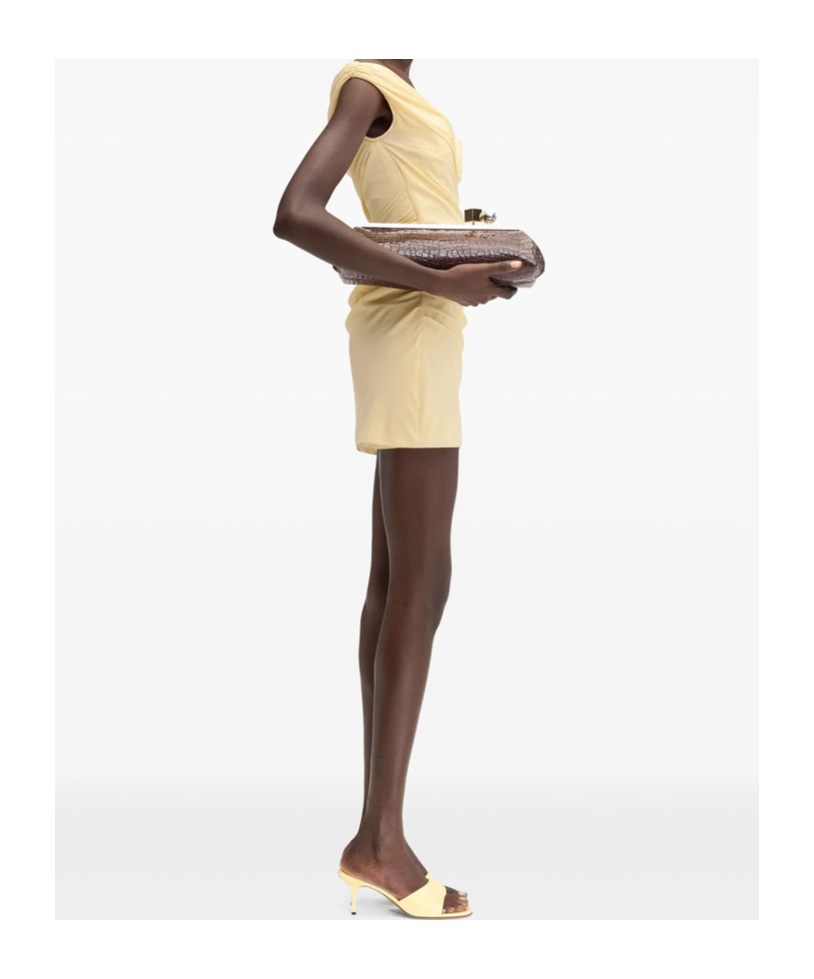 Jacquemus La Rita Draped Off-the-shoulder Mini Dress In Nude