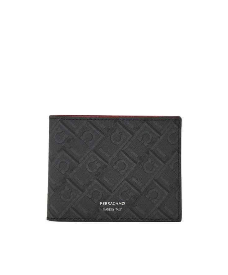 Ferragamo Double-fold Wallet In Black