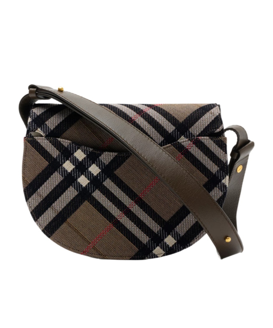 Burberry Bridle Small Check Saddle Shoulder Bag In Brown