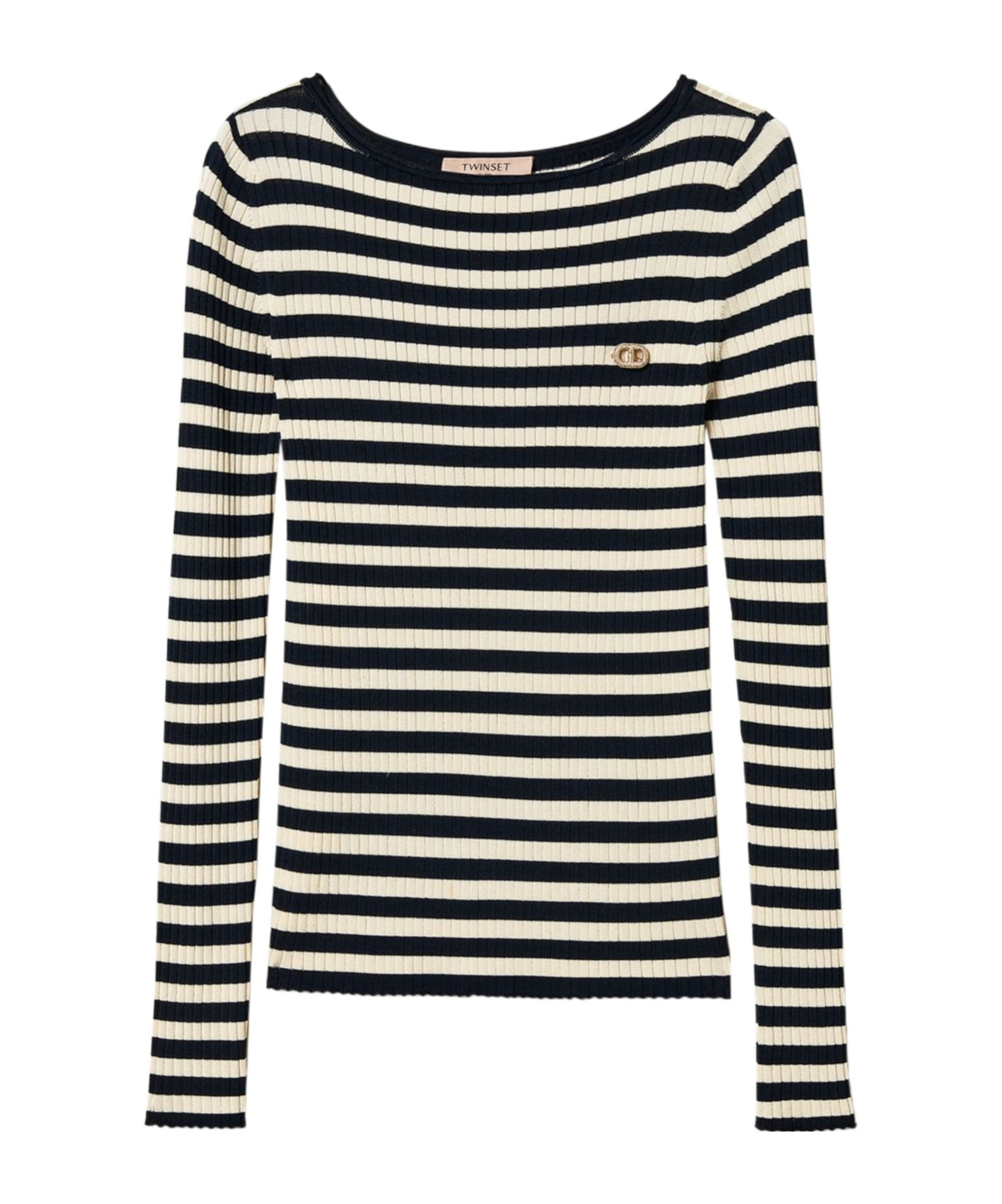 Shop Twinset Striped Jumper In Black
