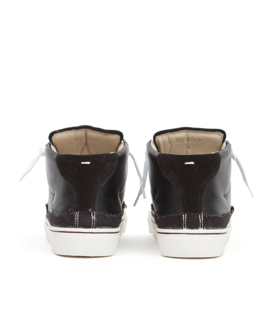 Maison Margiela Black Leather And Canvas New Evolution Sneakers In Black