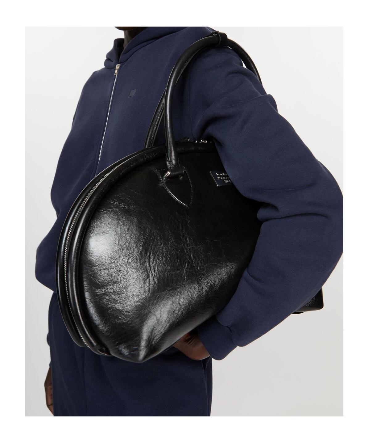 Acne Studios Small Bowlina Leather Shoulder Bag In Black
