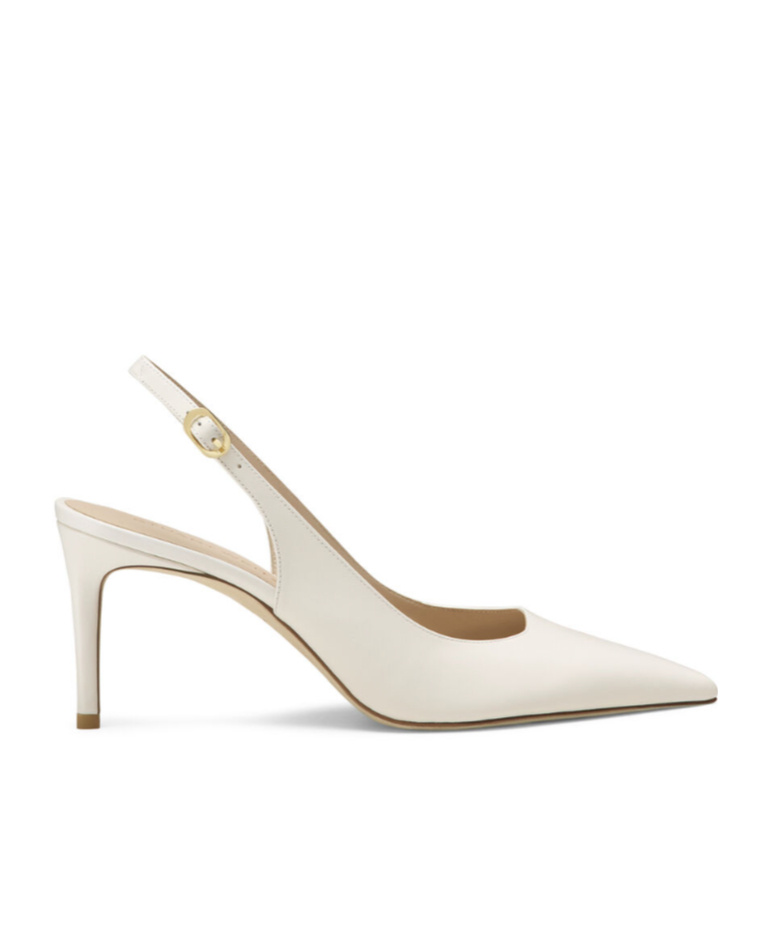 Stuart Weitzman Omens Beige Stuart Power 75 Slingback-strap Patent-leather Heeled Pumps Eur 39 / 6 Uk